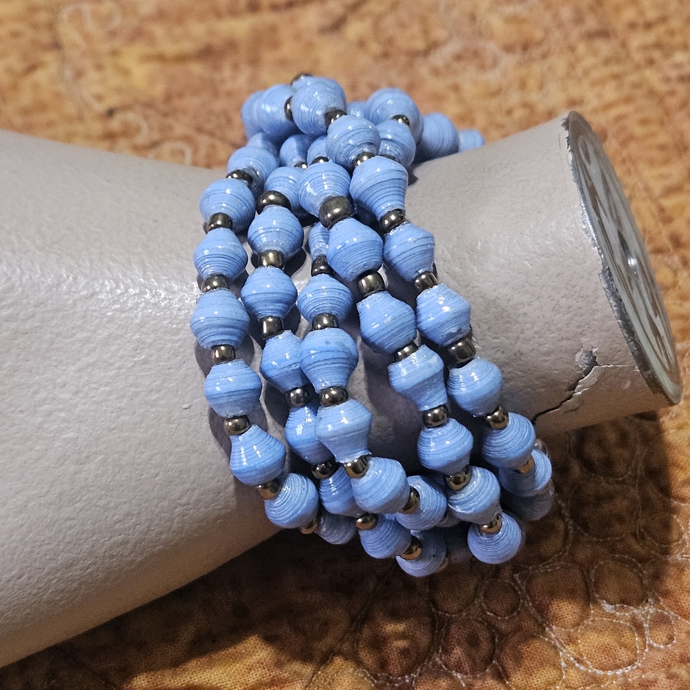 Teng Yue Multi Strand Fashion Beaded Layered Blue Marked